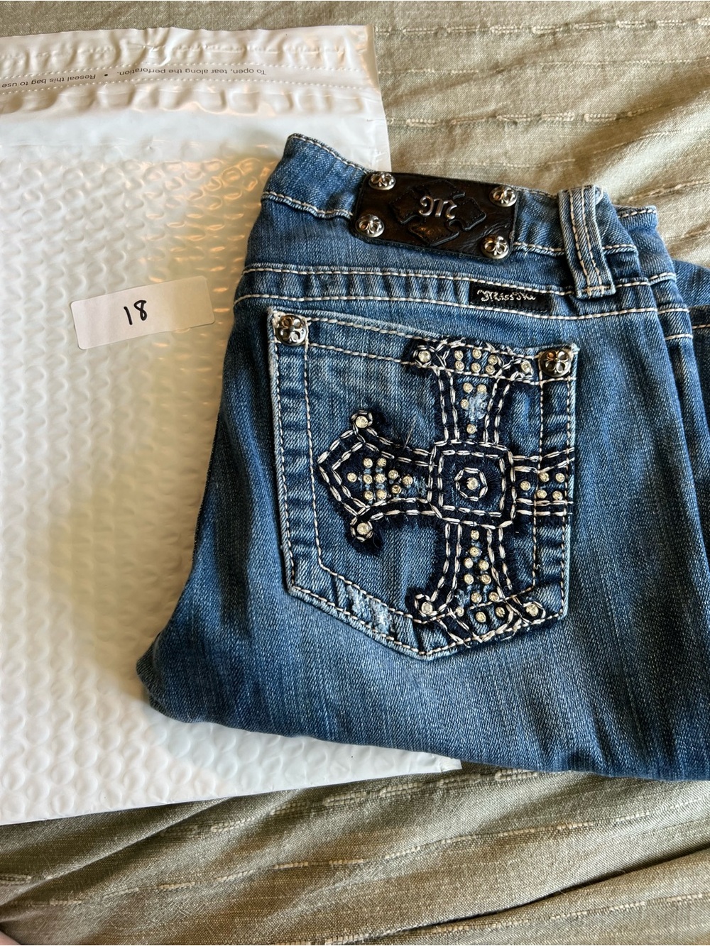 Miss Me Women's Blue Embellished Pocket Jeans